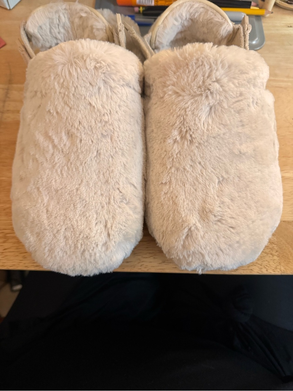 Nike Women's Calm Mule  Plush Slip-On Slippers in Light Beige